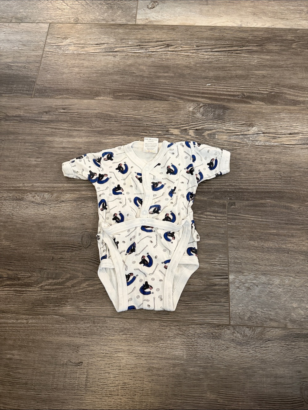 NHL White and Blue Vancouver Canucks Print Baby One-Piece Bodysuit